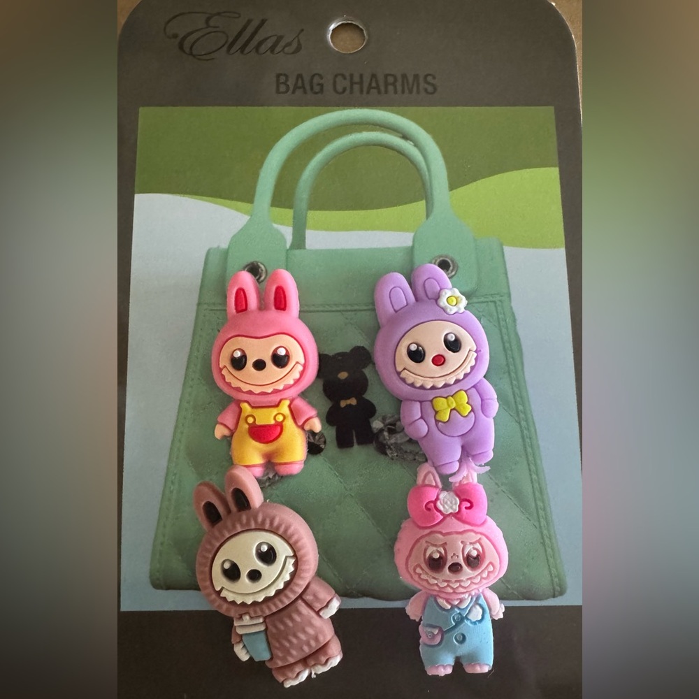 Monster Bag Charms Set - Pink, Purple, Brown